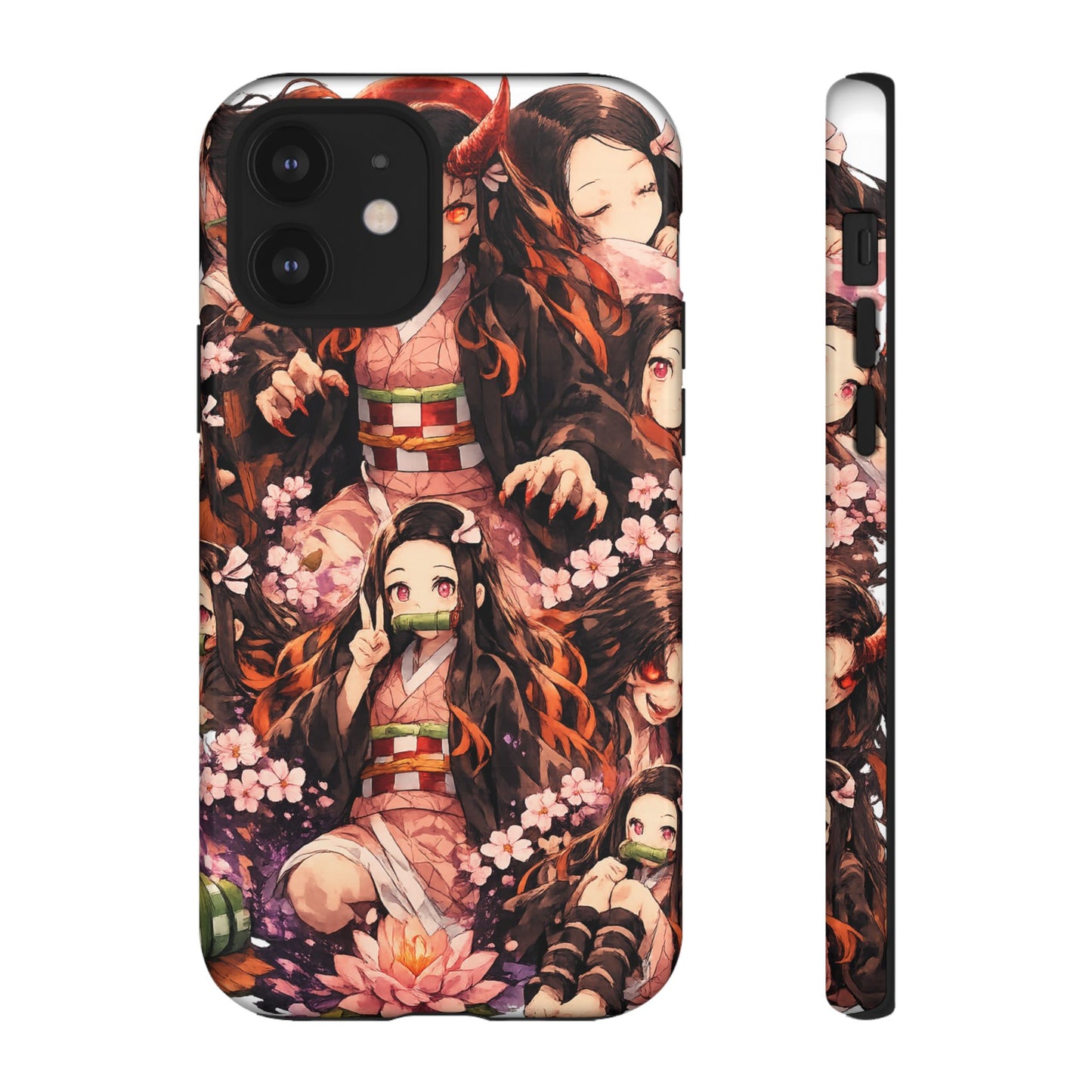 Anime Phone Case — Floral Nezuko Pattern Tough Case