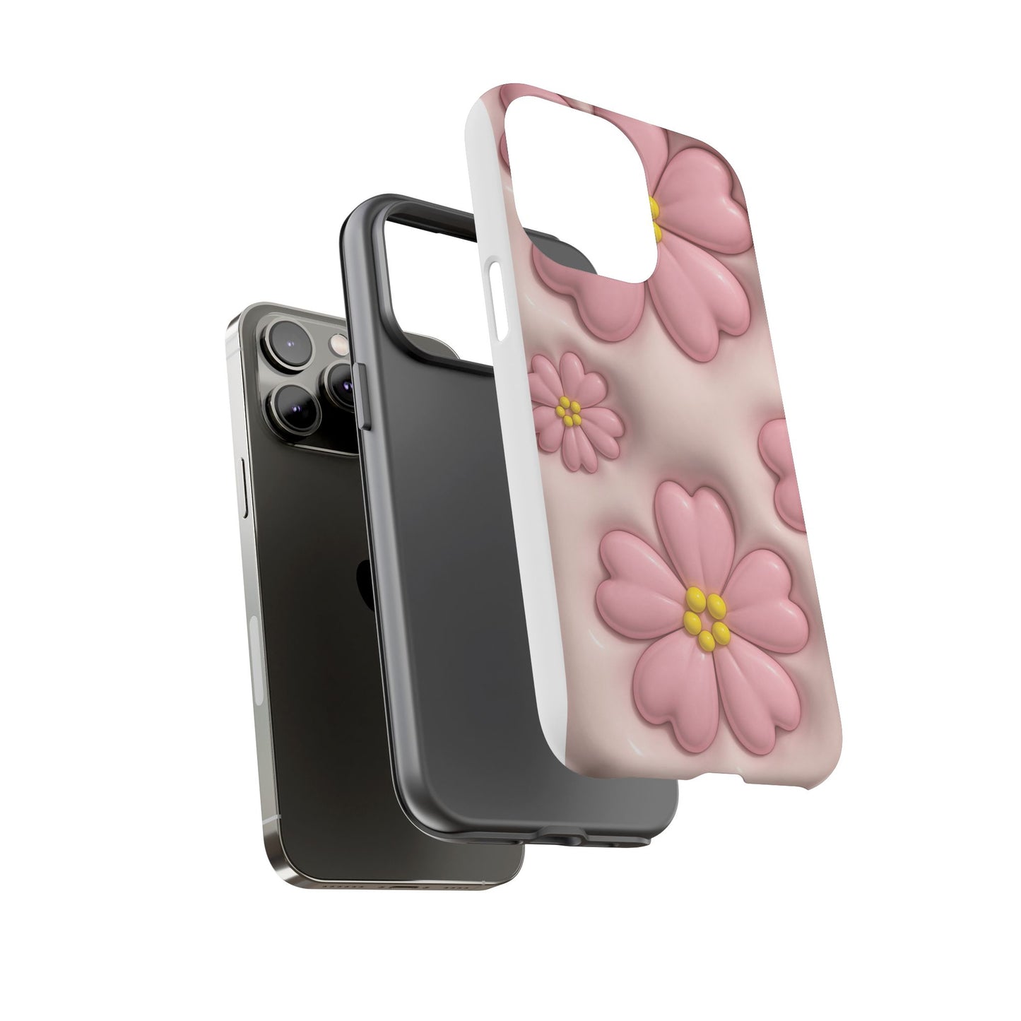 Floral Phone Case, Tough Cases for Women, Cute Flower iPhone Cover, Soft Pink Floral Design, Spring Accessories