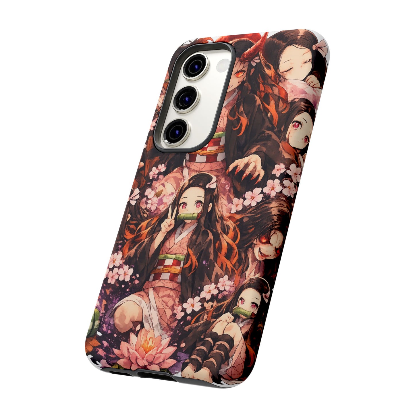 Anime Phone Case — Floral Nezuko Pattern Tough Case