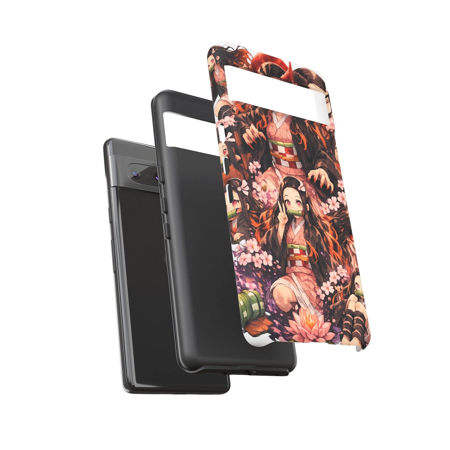 Anime Phone Case — Floral Nezuko Pattern Tough Case
