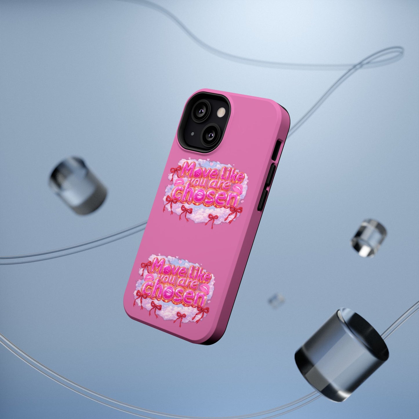 Impact-Resistant Phone Case — “Move Like You Are Chosen” Pink Floral Design