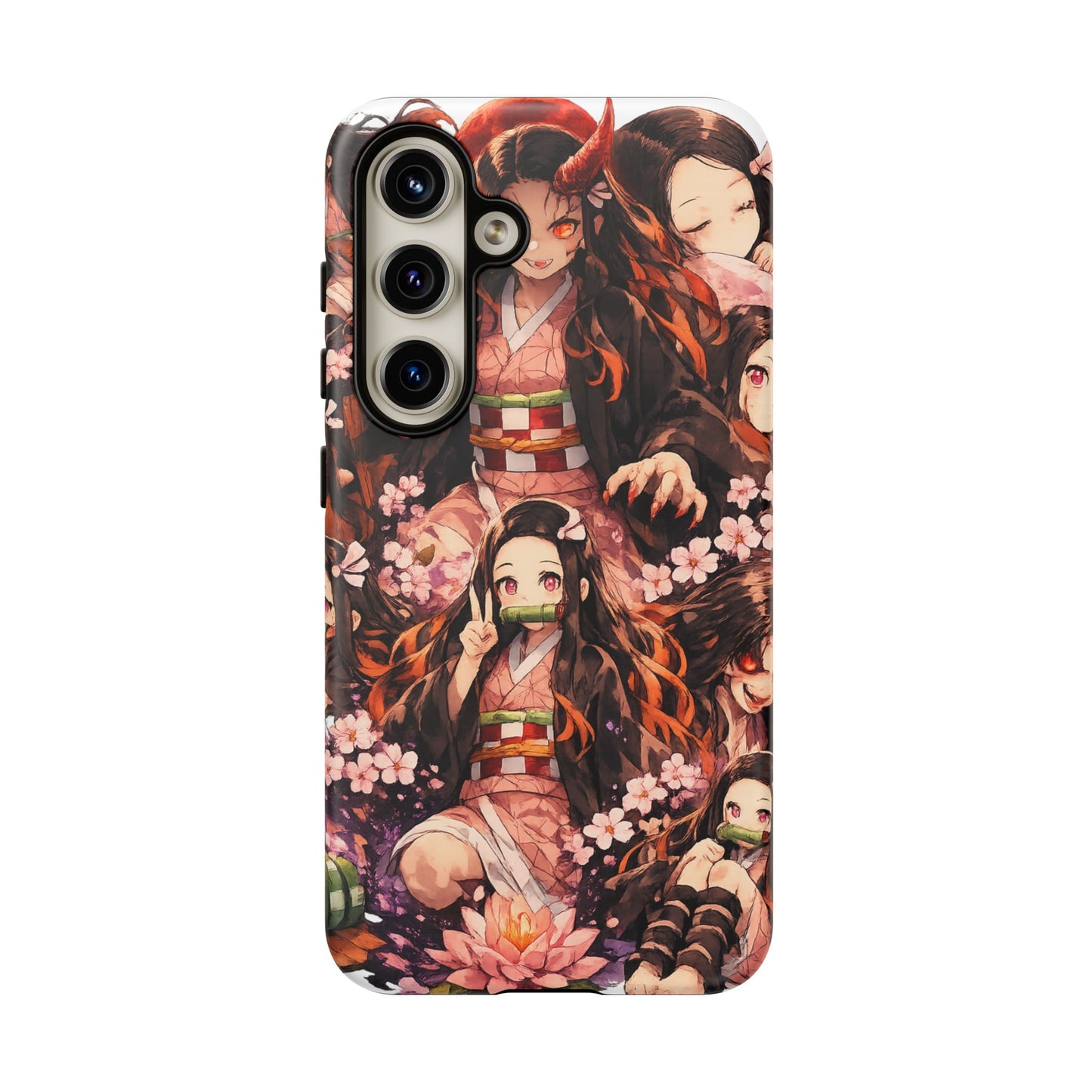 Anime Phone Case — Floral Nezuko Pattern Tough Case