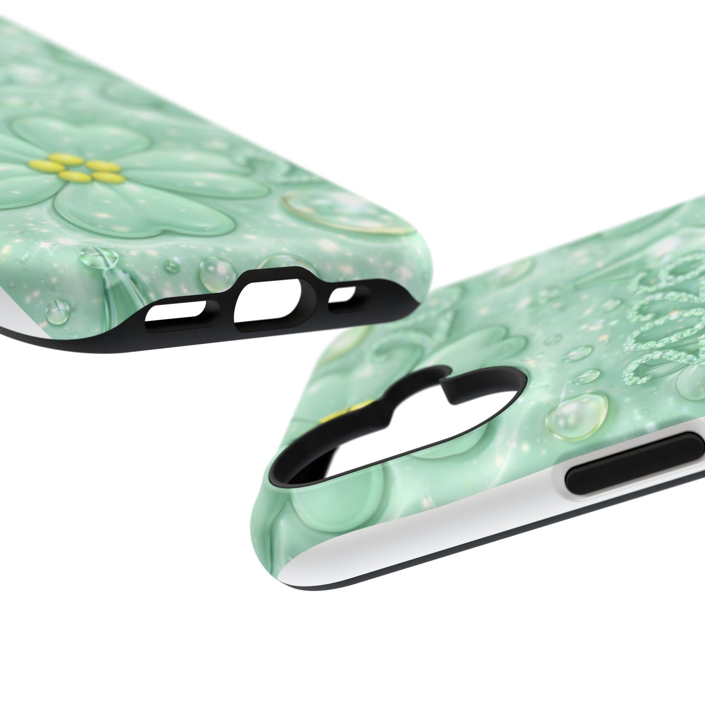 Impact-Resistant Phone Case — Mint 2026 Floral Clover Design