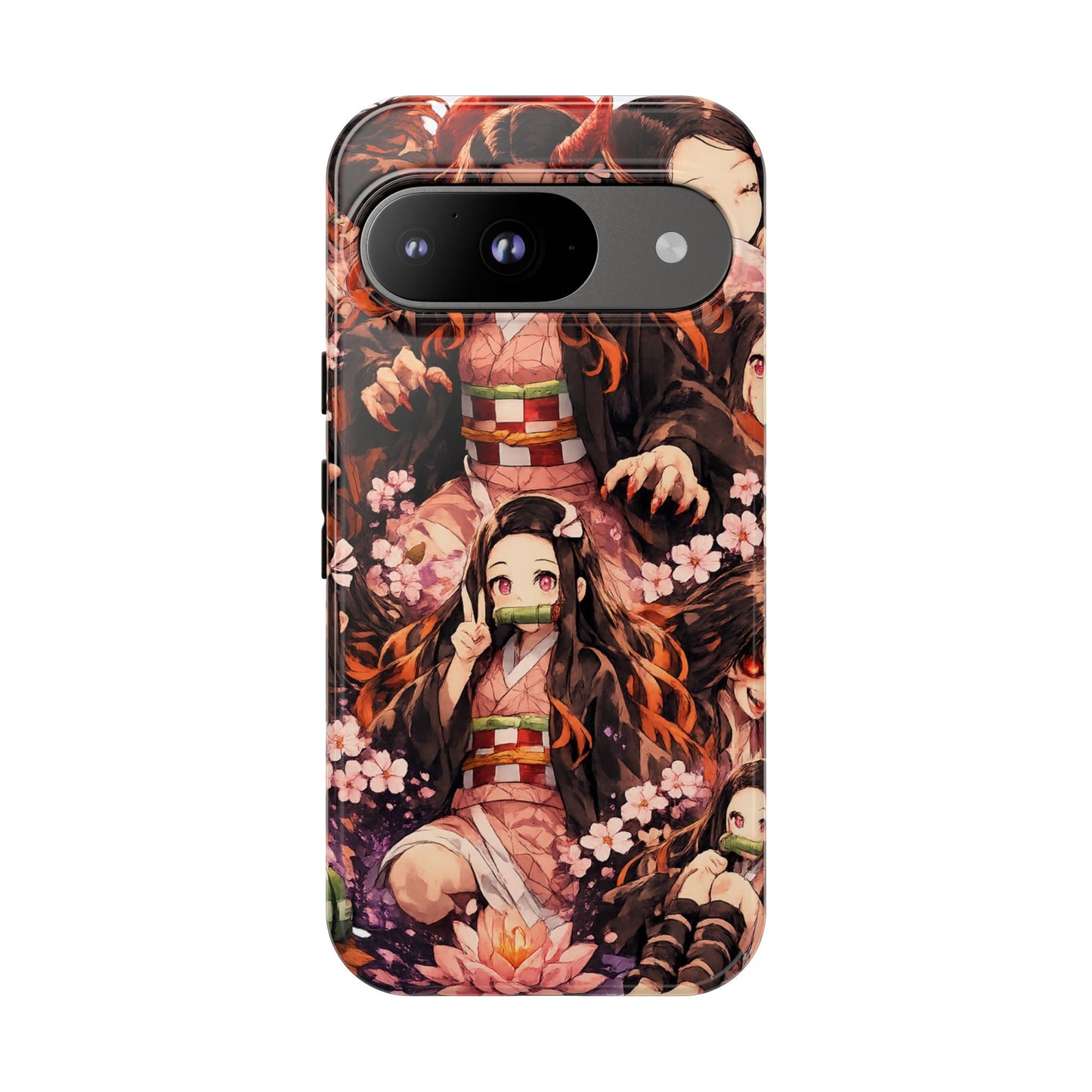 Anime Phone Case — Floral Nezuko Pattern Tough Case