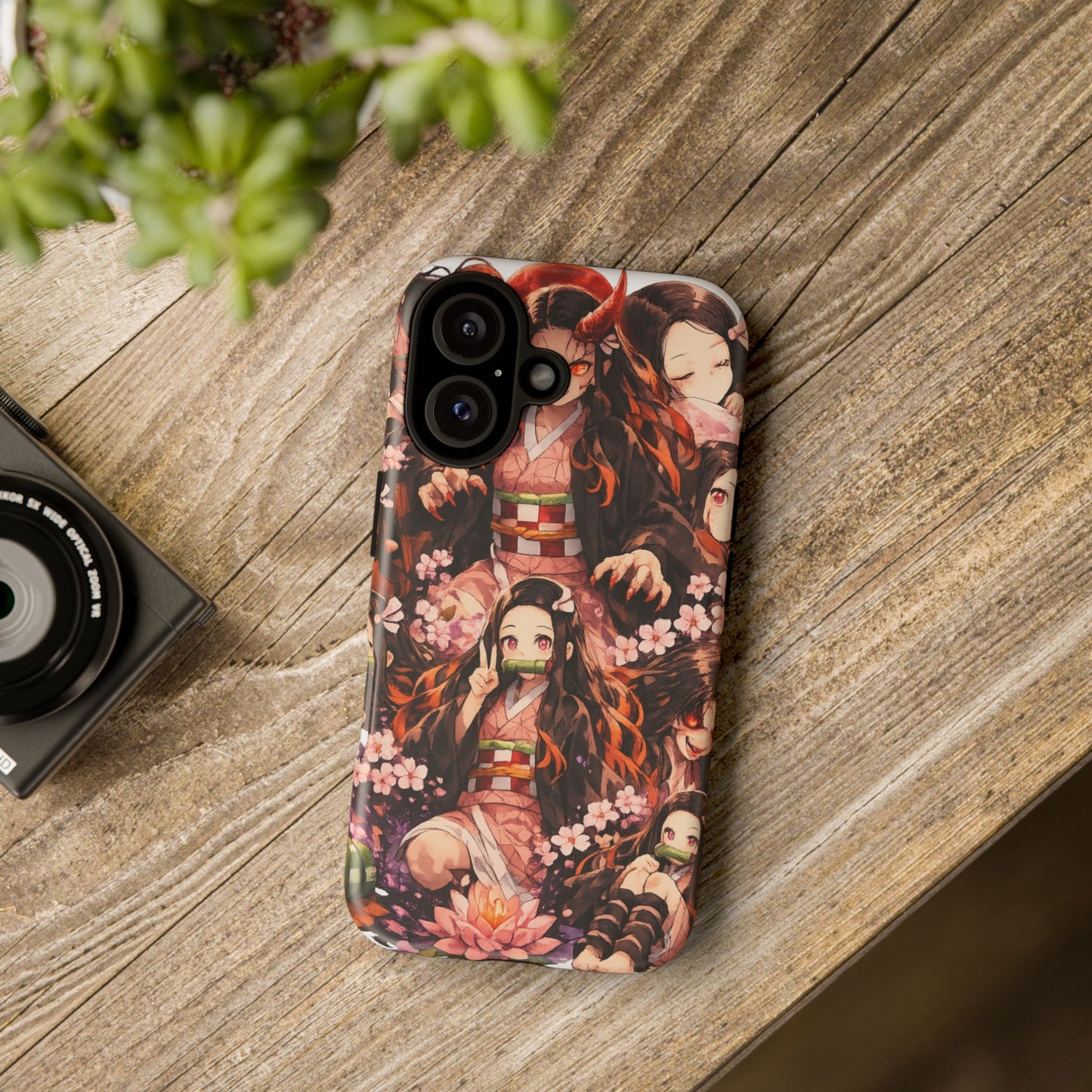 Anime Phone Case — Floral Nezuko Pattern Tough Case