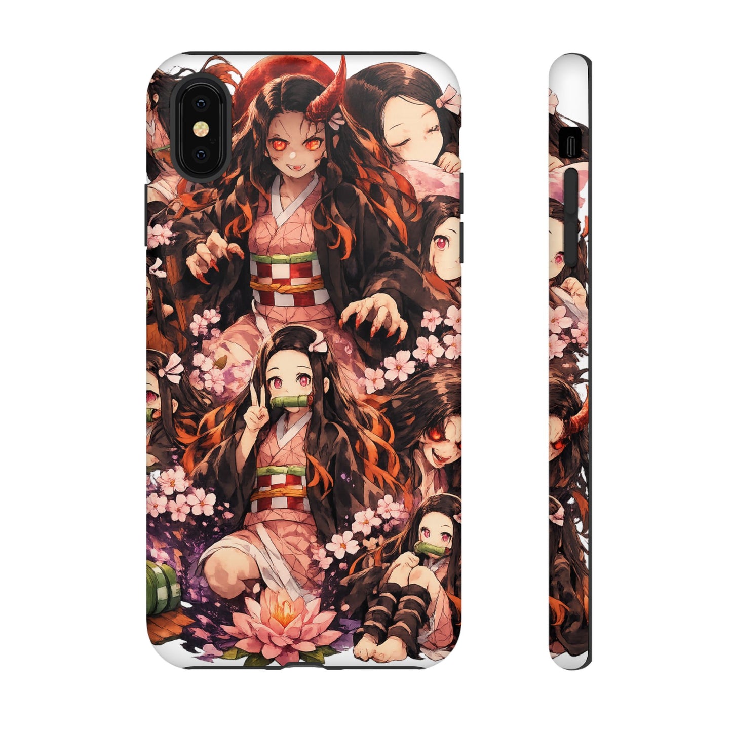 Anime Phone Case — Floral Nezuko Pattern Tough Case
