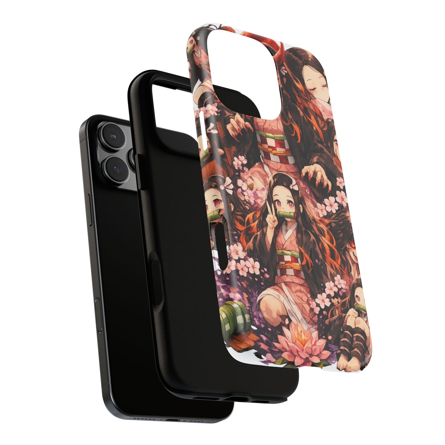 Anime Phone Case — Floral Nezuko Pattern Tough Case