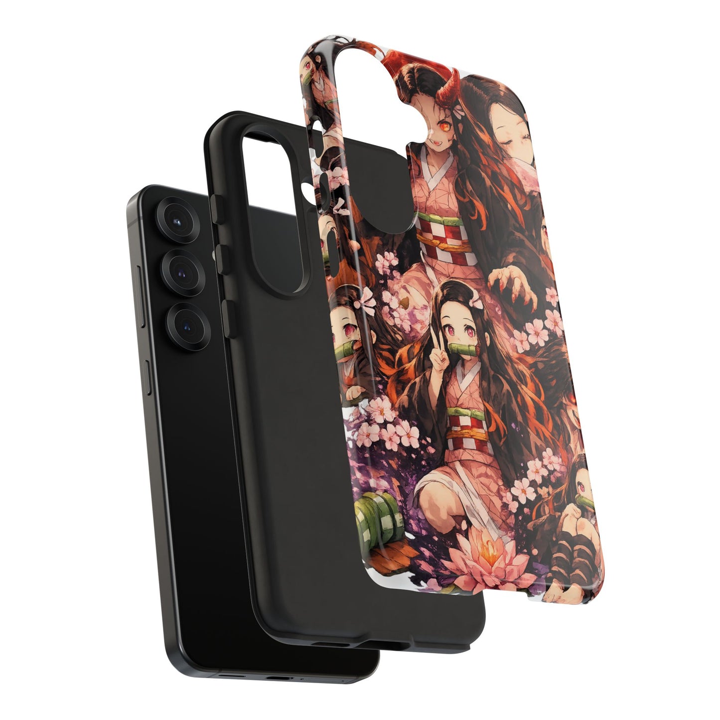 Anime Phone Case — Floral Nezuko Pattern Tough Case