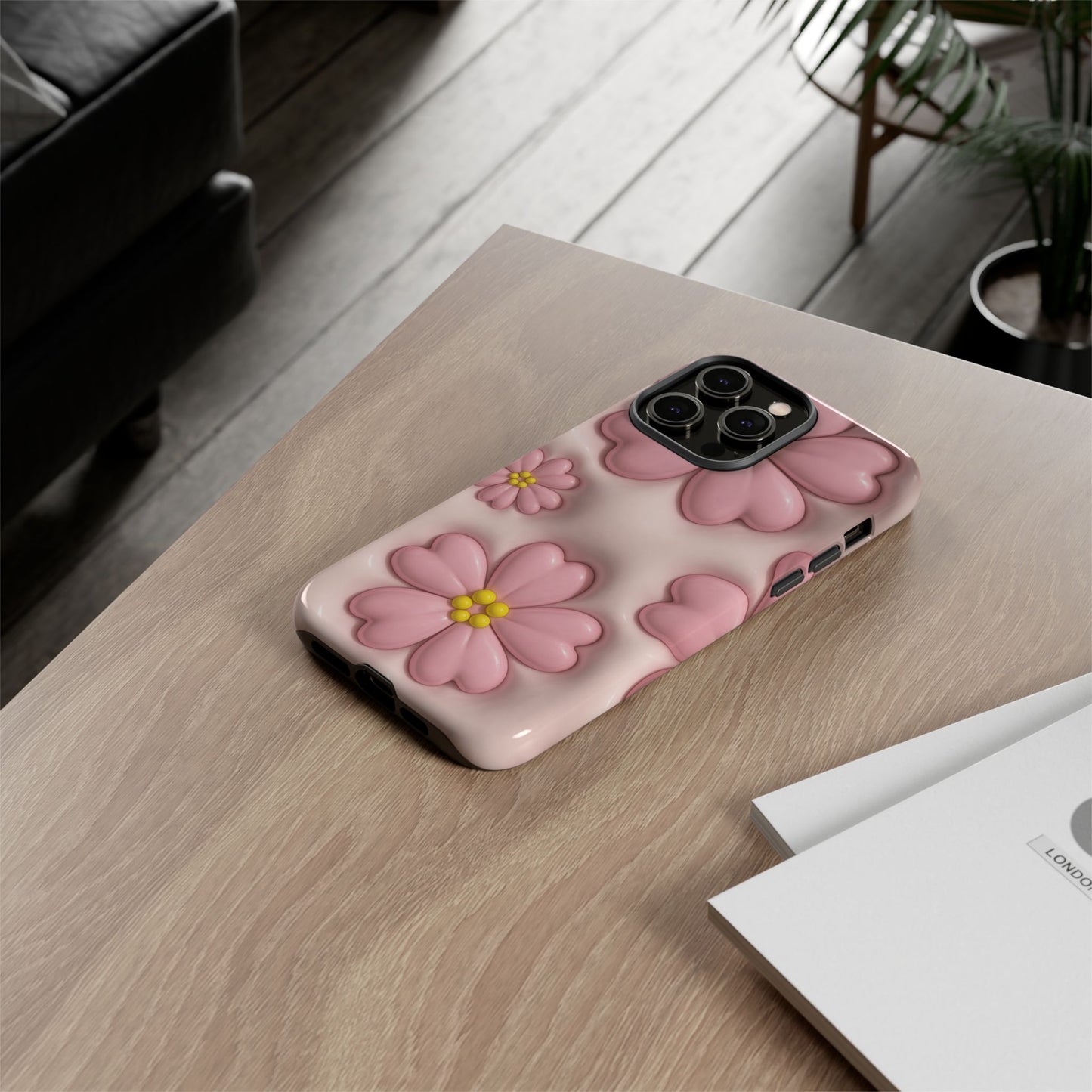 Floral Phone Case, Tough Cases for Women, Cute Flower iPhone Cover, Soft Pink Floral Design, Spring Accessories
