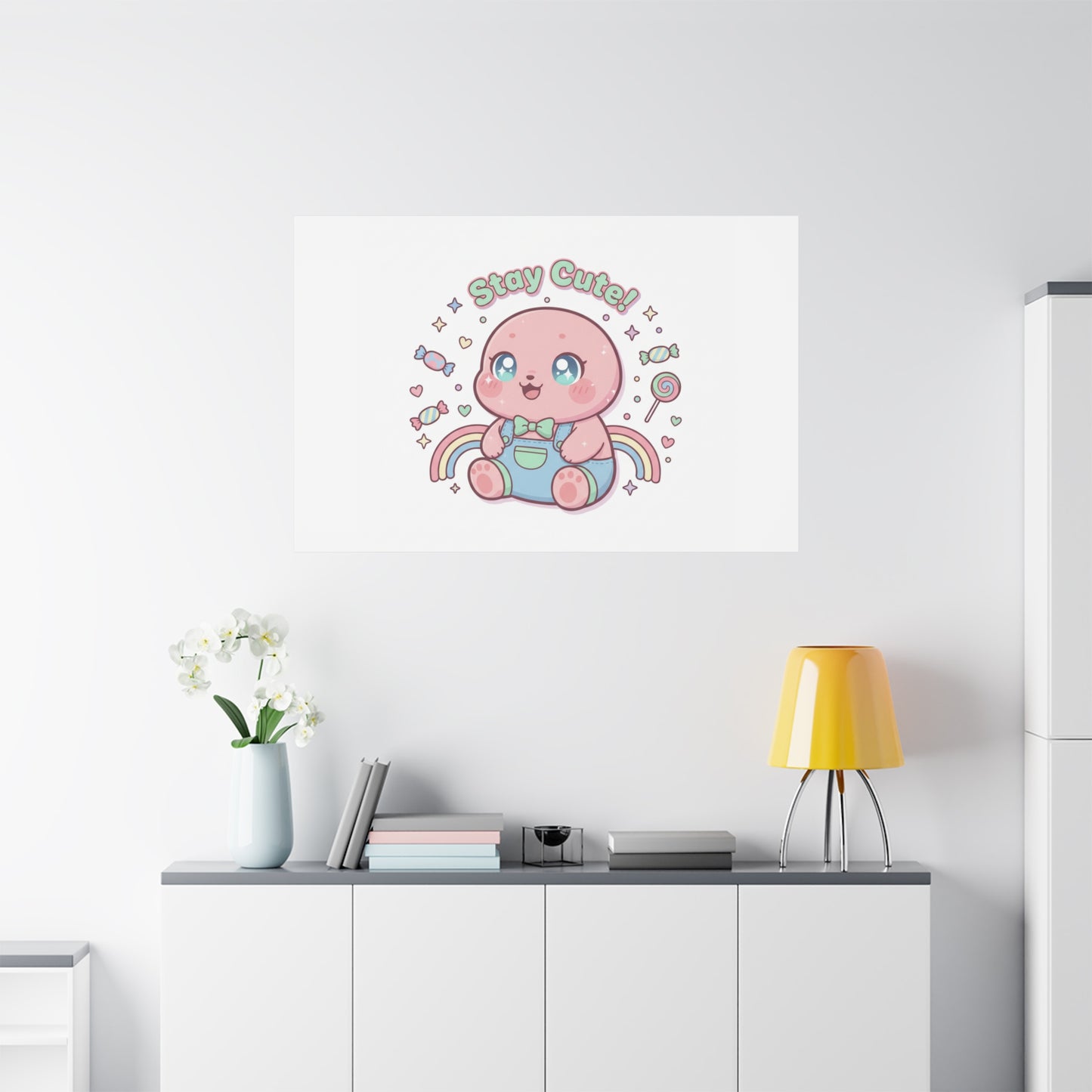 Stay Cute Kawaii Octopus Canvas | Cutecore Pastel, Candy kawaii art