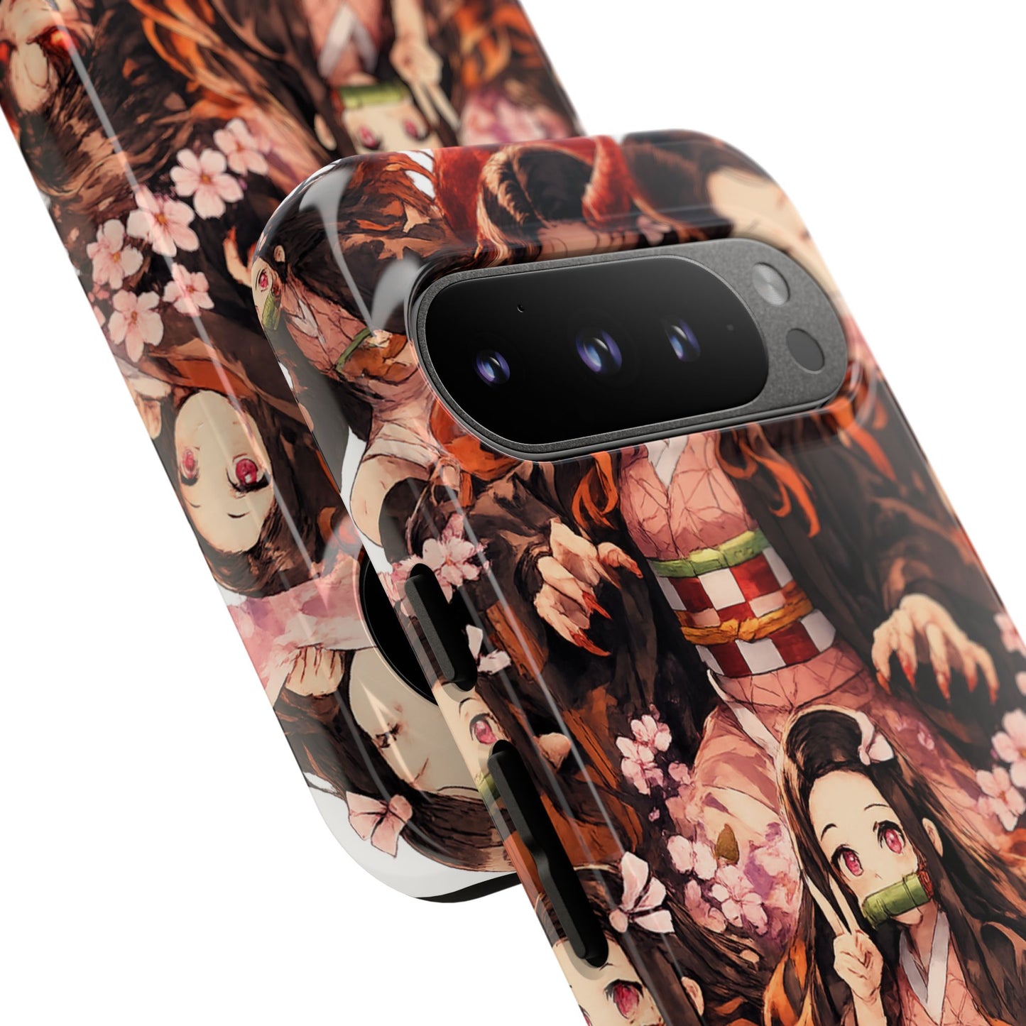 Anime Phone Case — Floral Nezuko Pattern Tough Case