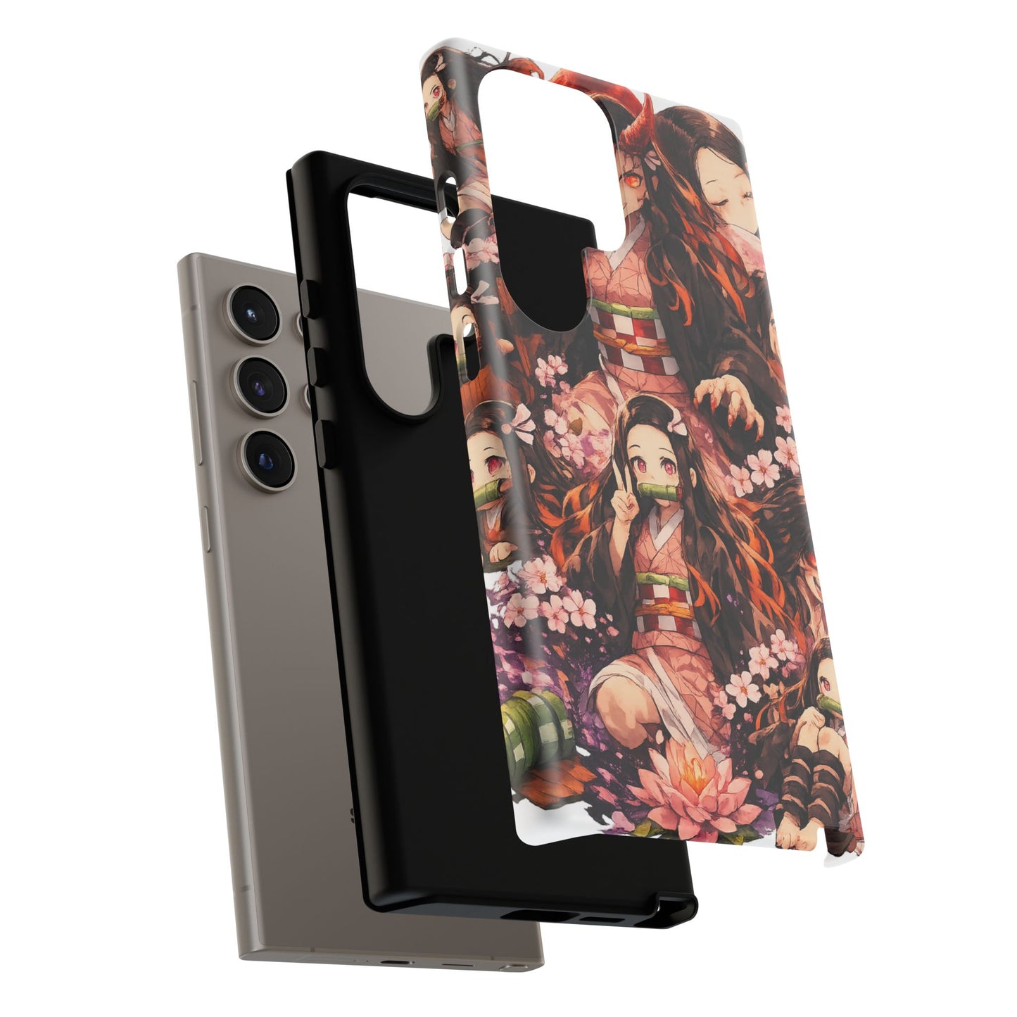 Anime Phone Case — Floral Nezuko Pattern Tough Case