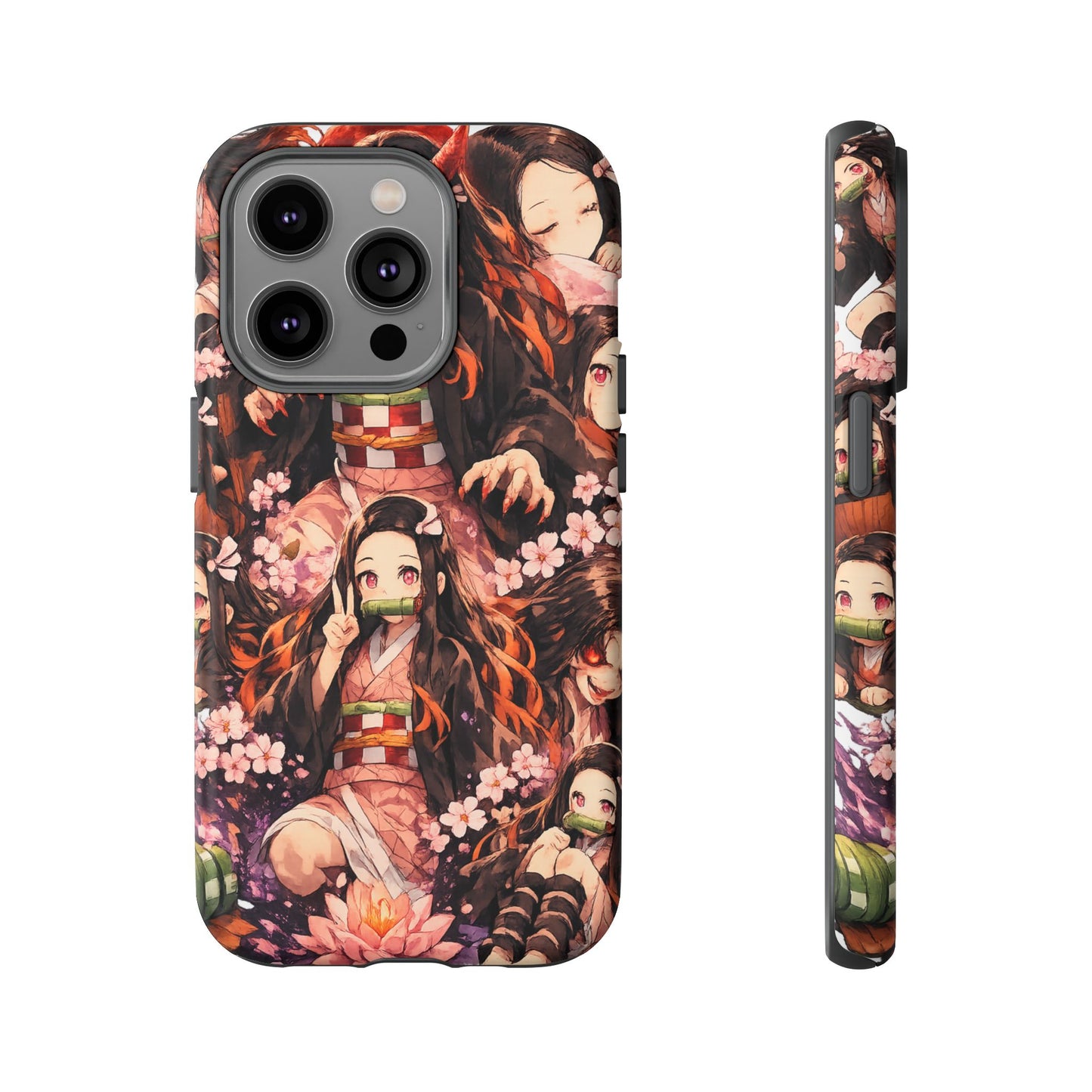 Anime Phone Case — Floral Nezuko Pattern Tough Case