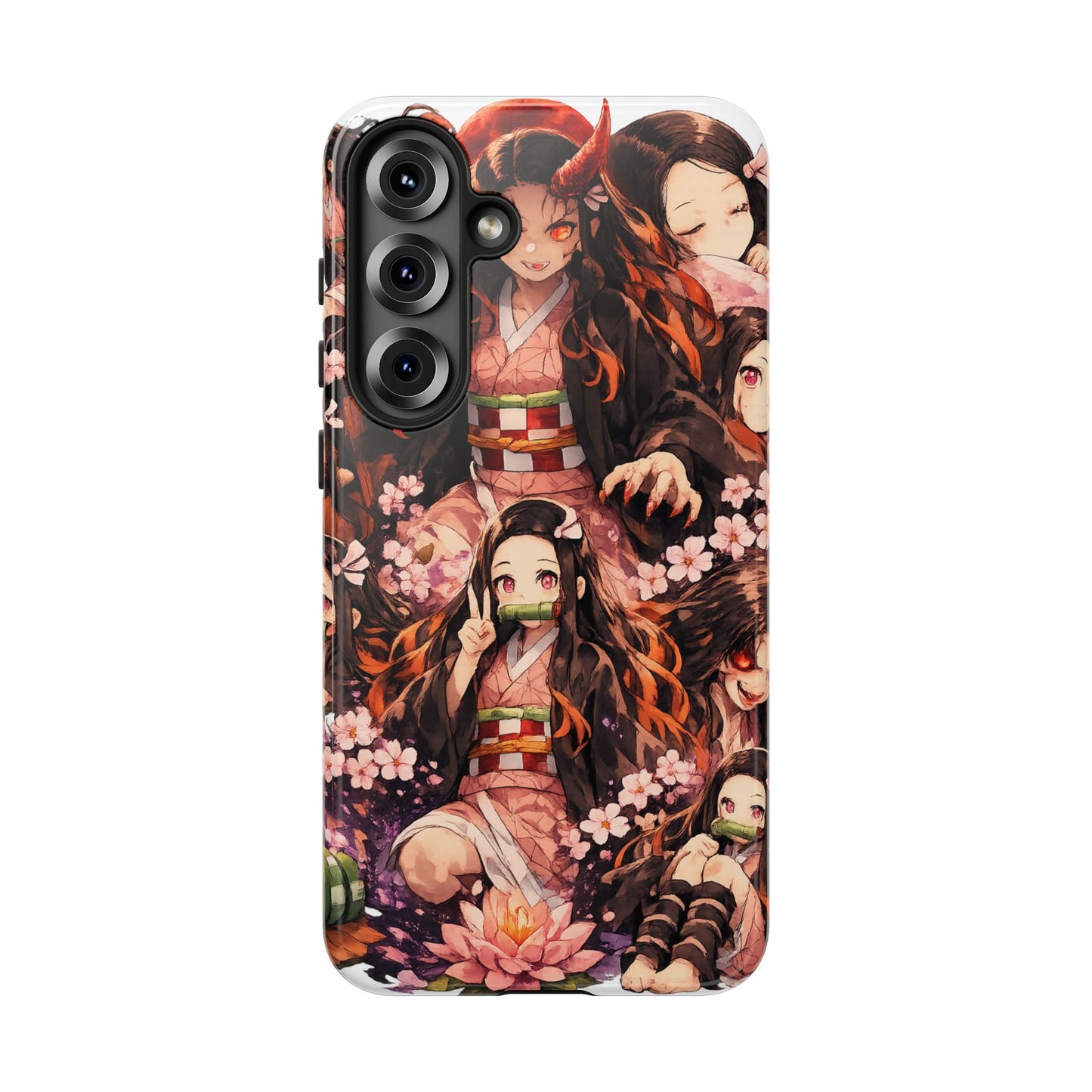 Anime Phone Case — Floral Nezuko Pattern Tough Case
