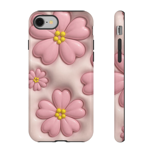 Floral Phone Case, Tough Cases for Women, Cute Flower iPhone Cover, Soft Pink Floral Design, Spring Accessories