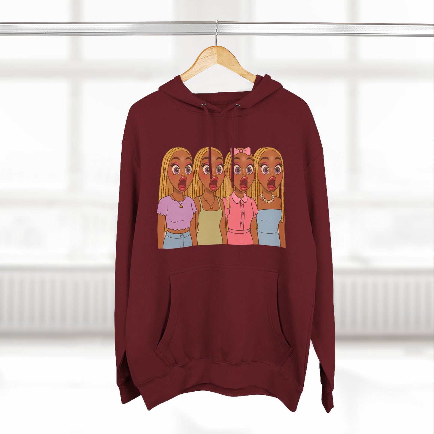 The Shocked BestiesFleece Hoodie with Three-Panel Design