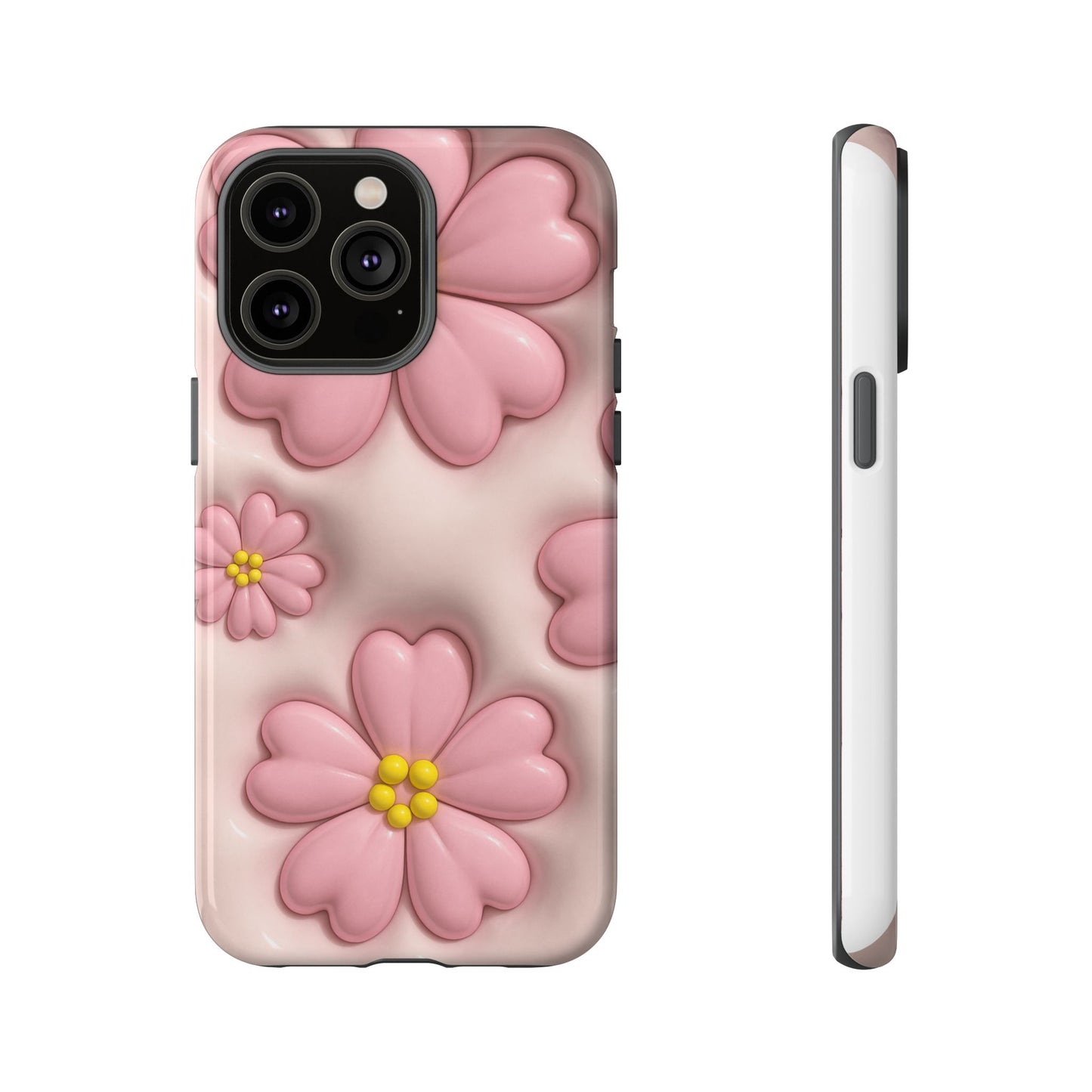 Floral Phone Case, Tough Cases for Women, Cute Flower iPhone Cover, Soft Pink Floral Design, Spring Accessories