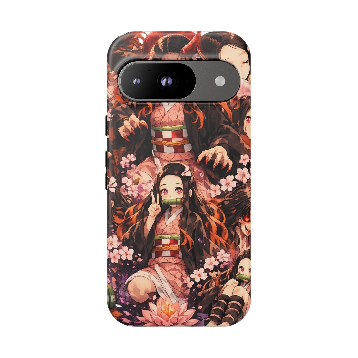 Anime Phone Case — Floral Nezuko Pattern Tough Case