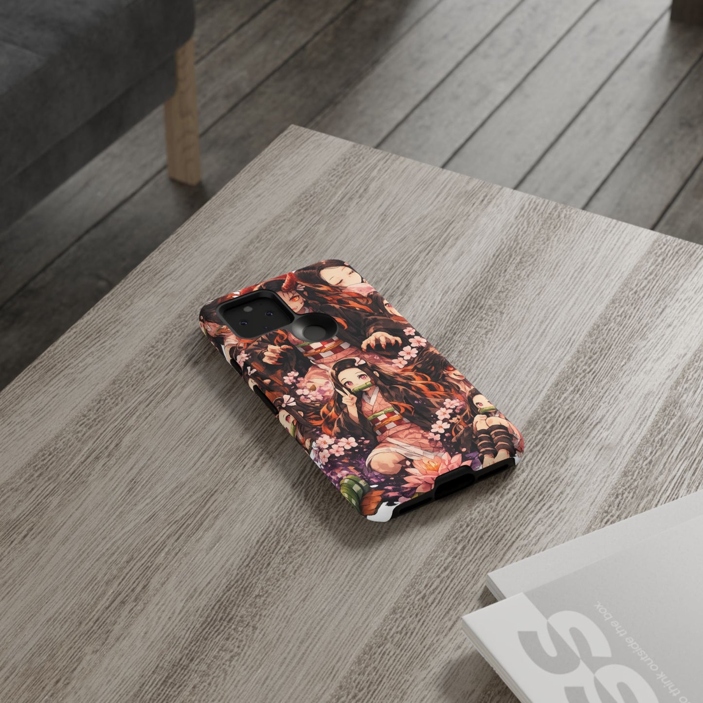 Anime Phone Case — Floral Nezuko Pattern Tough Case