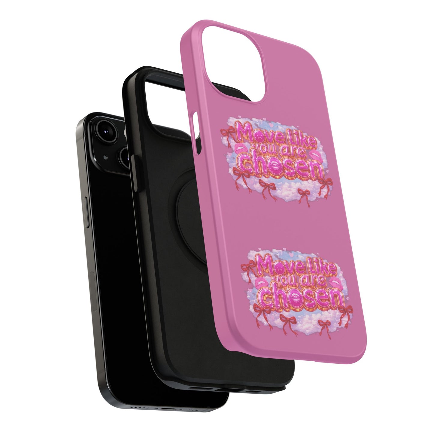 Impact-Resistant Phone Case — “Move Like You Are Chosen” Pink Floral Design
