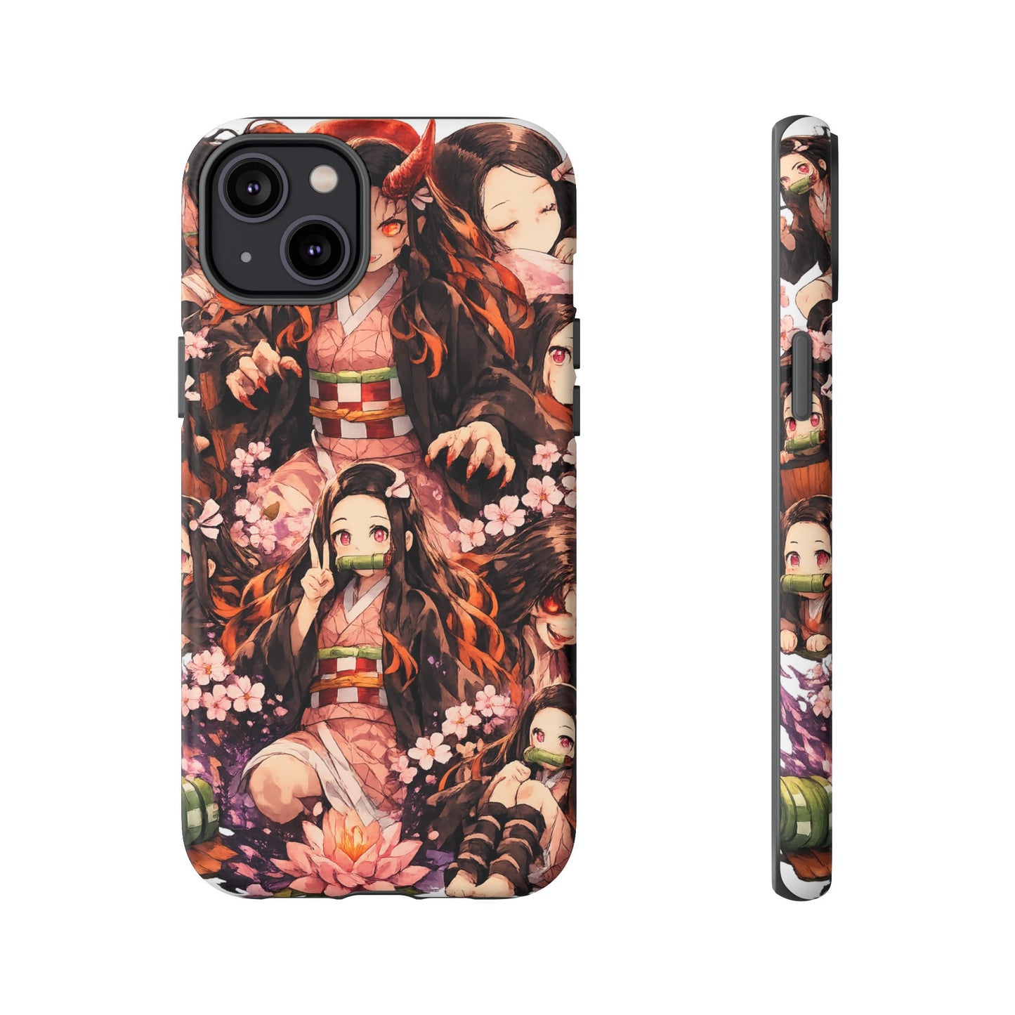 Anime Phone Case — Floral Nezuko Pattern Tough Case