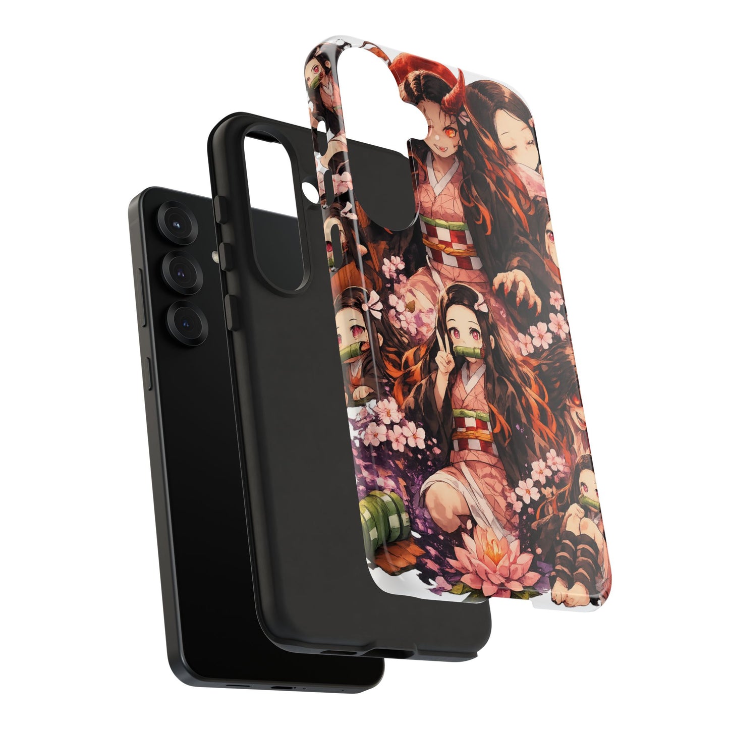 Anime Phone Case — Floral Nezuko Pattern Tough Case