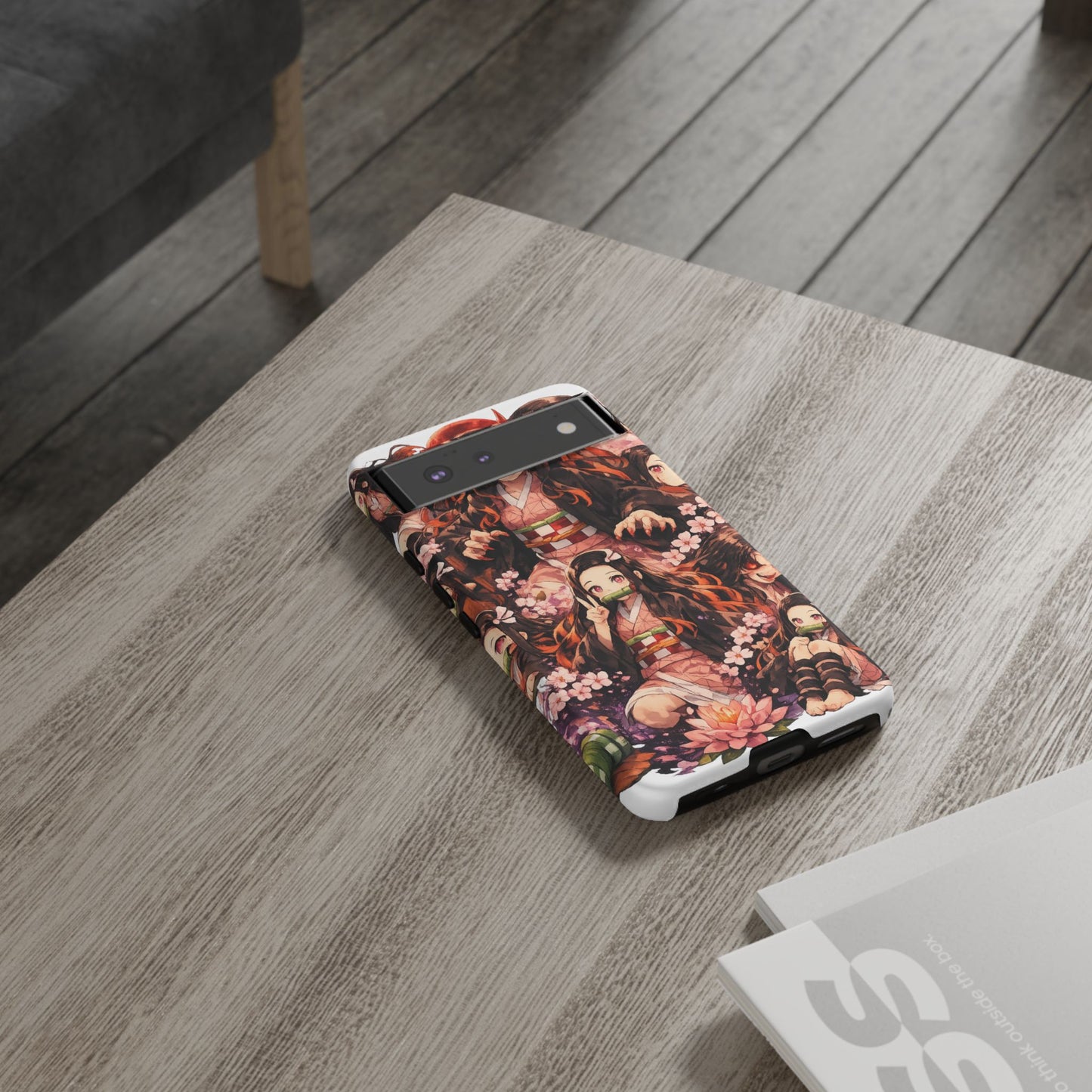 Anime Phone Case — Floral Nezuko Pattern Tough Case