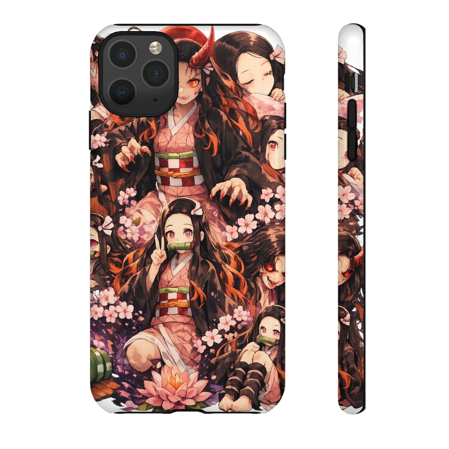Anime Phone Case — Floral Nezuko Pattern Tough Case