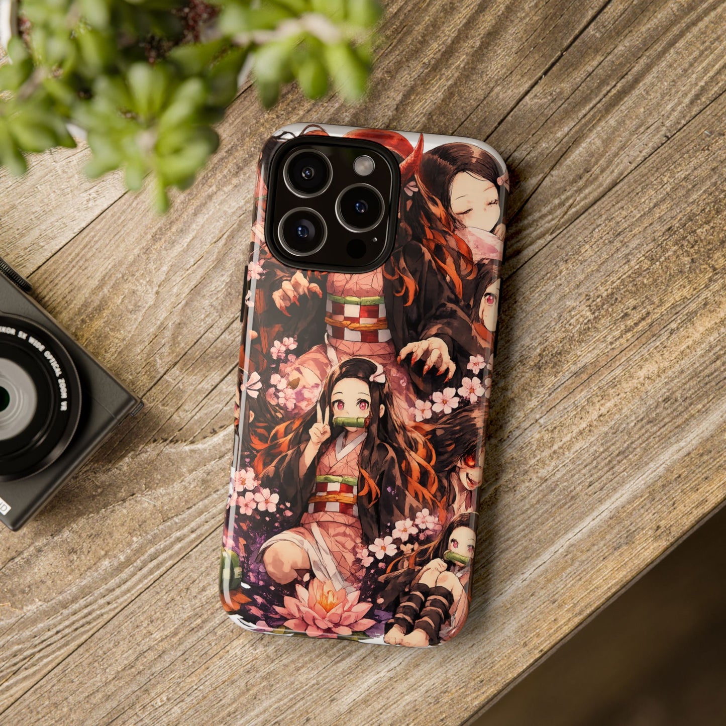 Anime Phone Case — Floral Nezuko Pattern Tough Case