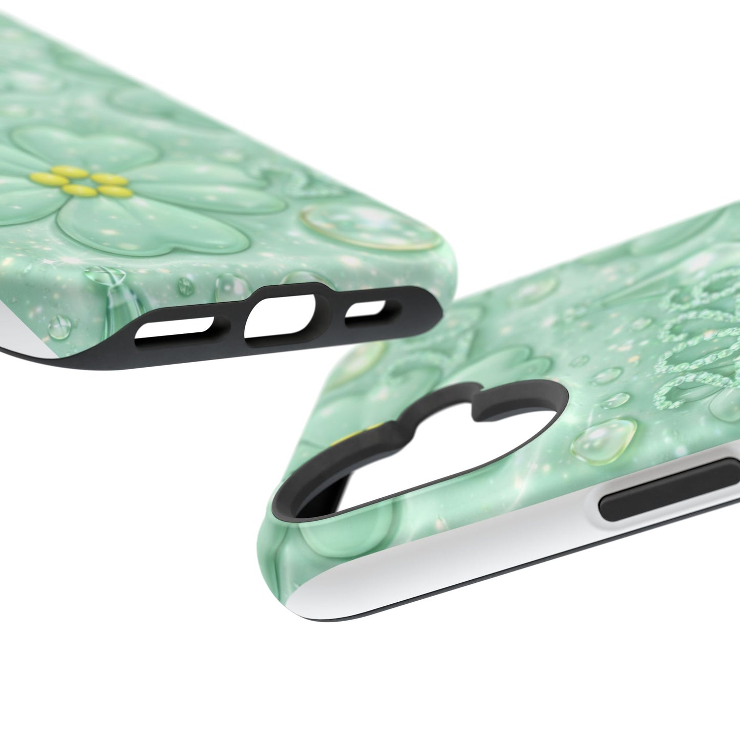 Impact-Resistant Phone Case — Mint 2026 Floral Clover Design
