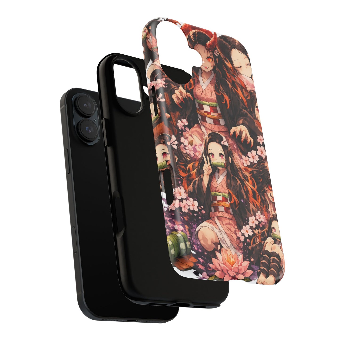 Anime Phone Case — Floral Nezuko Pattern Tough Case